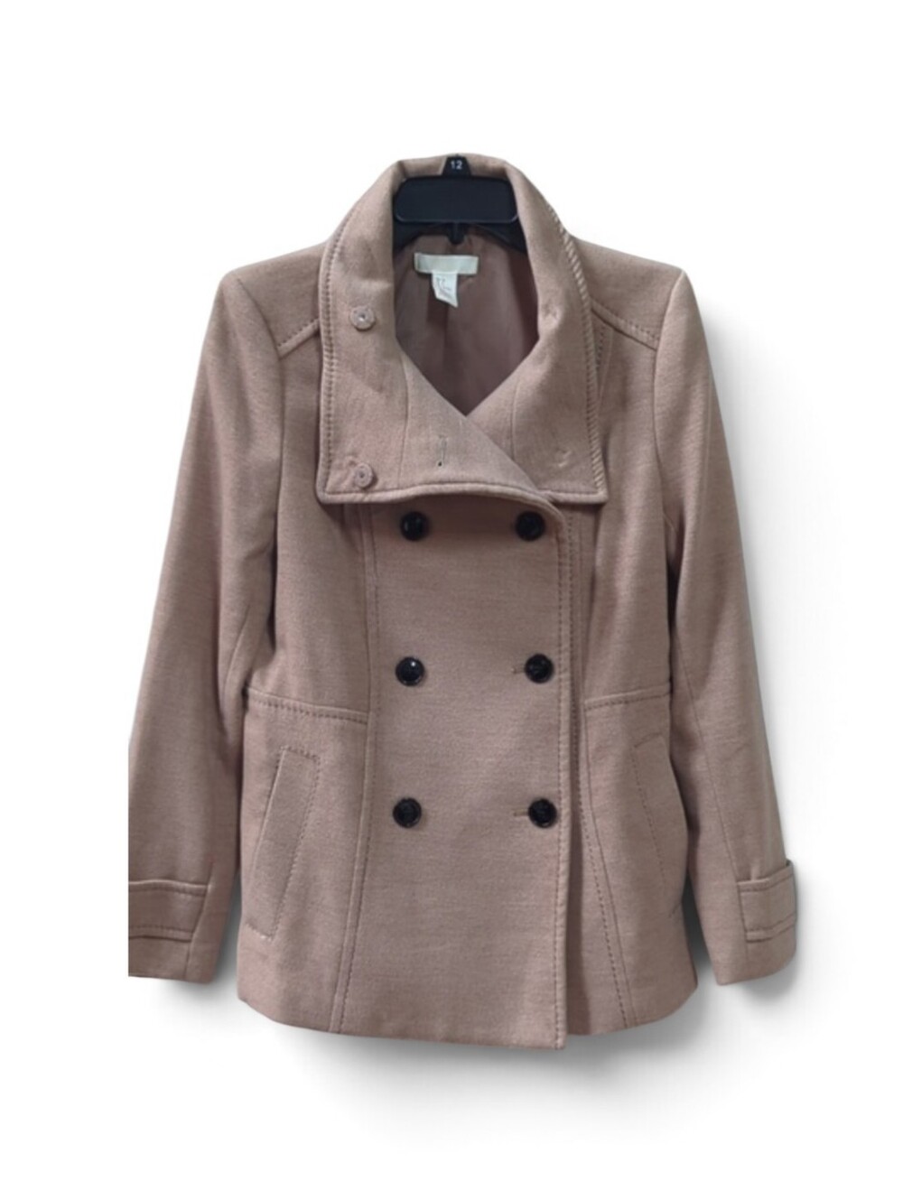 H&M, faux wool double breasted tan pea coat. size 6